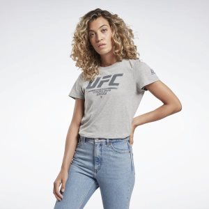 Reebok UFC Fan Gear Logo T Shirt Damen - Grau - DE 468-SCU